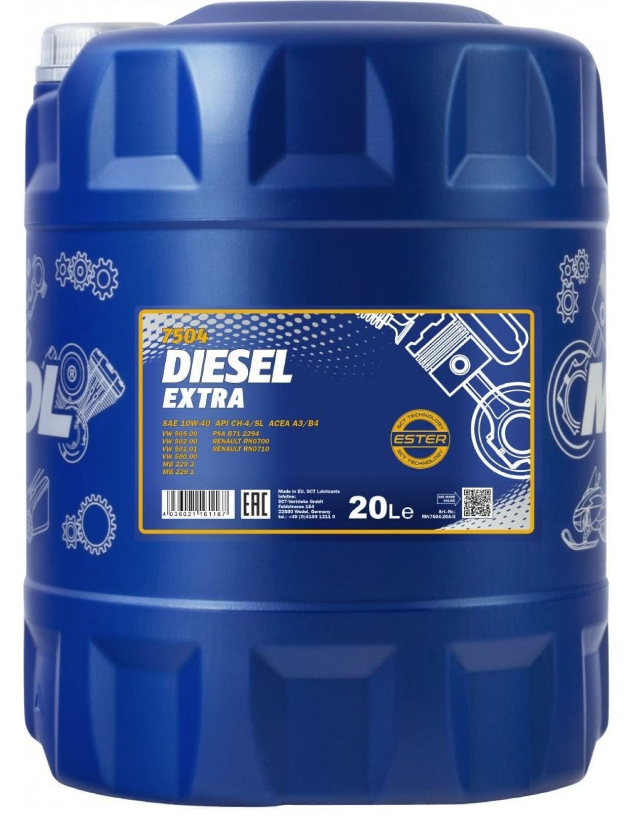Моторное масло Mannol Diesel Extra 10w40 20л