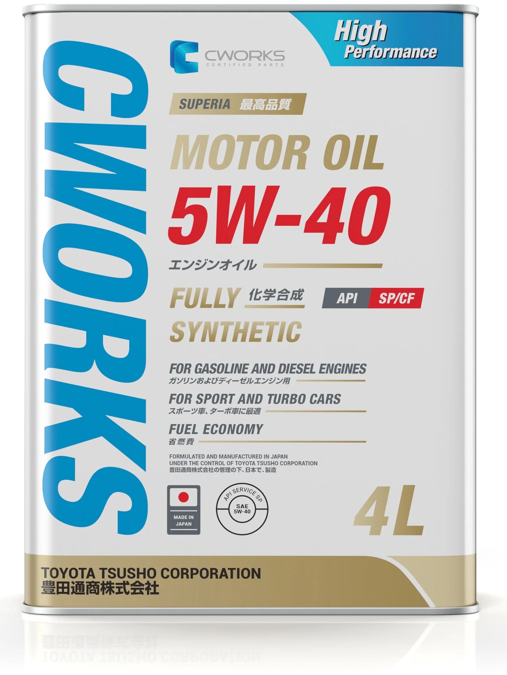 Моторное масло CWORKS синтетическое Superia 5w40 Api Sp/Cf 4л