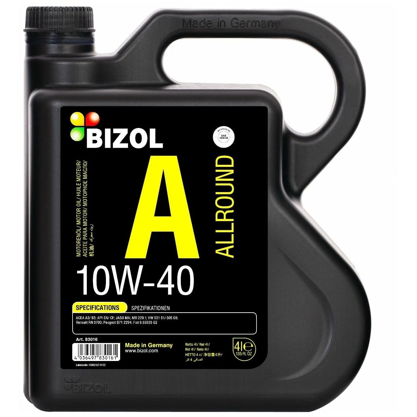 Моторное масло BIZOL Allround 10W40 5л BIZOL - 1