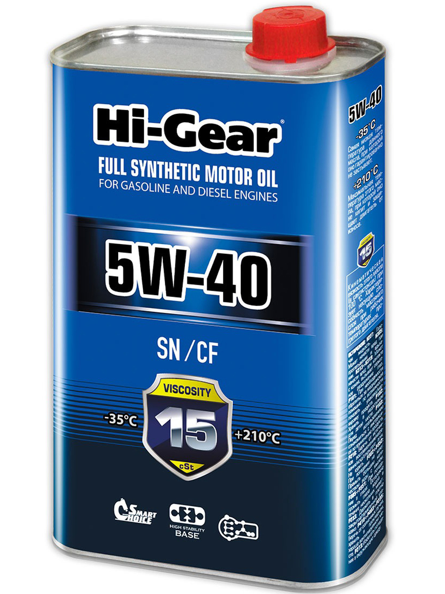 Моторное масло Hi-Gear синтетическое SN/CF 5W40 1л