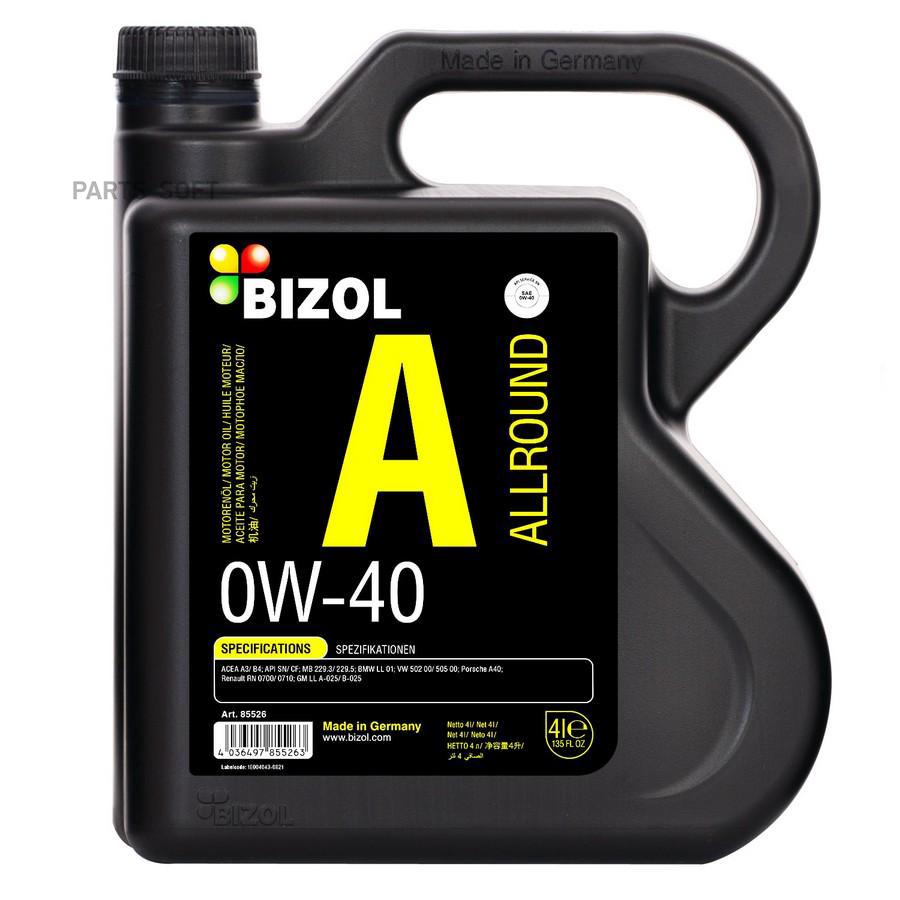 Моторное масло BIZOL Allround SN A3/B4 синтетическое 0W40 4л
