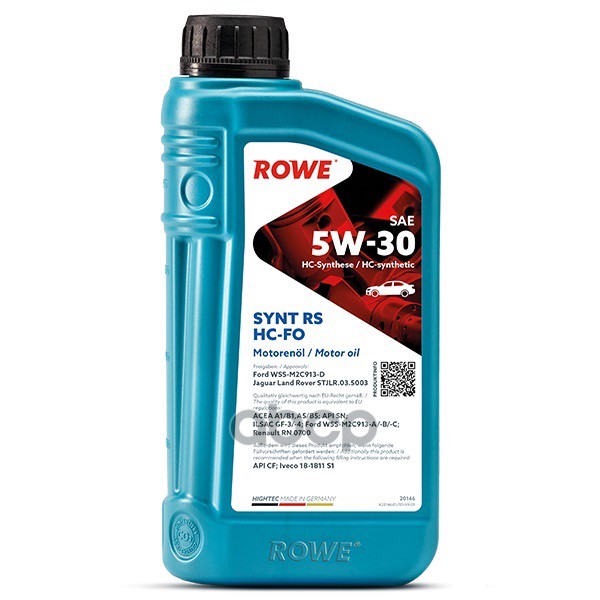 Моторное масло ROWE синтетическое 5W30 Hightec Synt Rs Hc-Fo A1/B1, A5/B5 1л