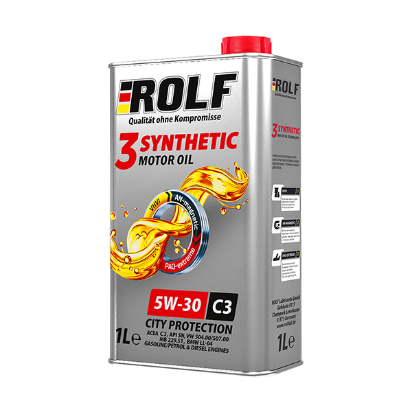 Моторное масло Rolf синтетическое 3-SYNTHETIC 5W30 ACEA С3 1л