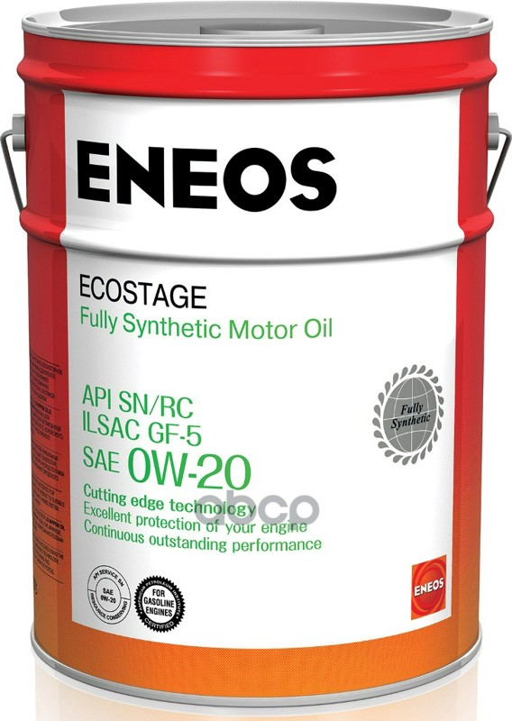 Моторное масло Eneos синтетическое Ecostage 100% Synt. 0W20 SN 20л