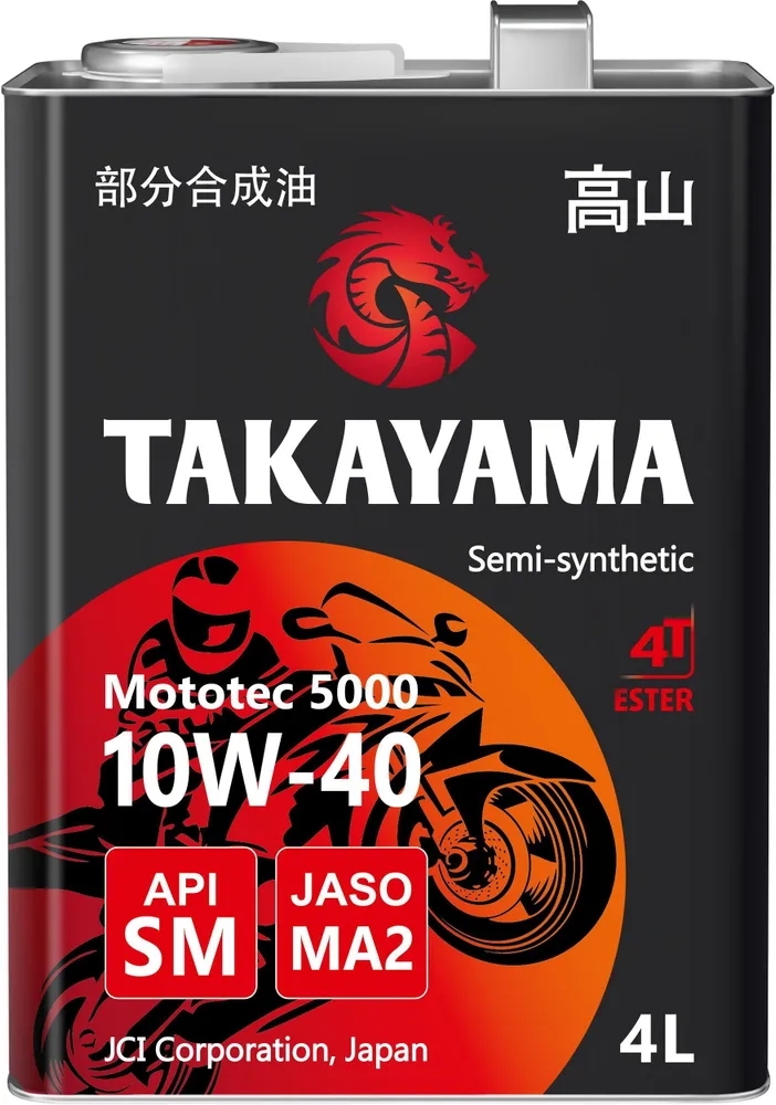 Моторное масло TAKAYAMA Mototec 5000 4t Sae 10w40 Api Sm Jaso Ma-2 4л