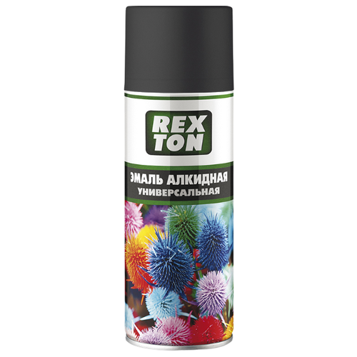 Эмаль REXTON алкидная универсальная матовая, черный, 520 мл