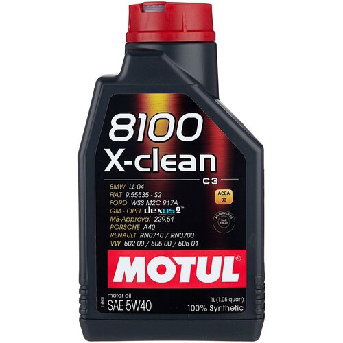 Синтетическое моторное масло Motul 8100 X-clean 5W40, 1 л