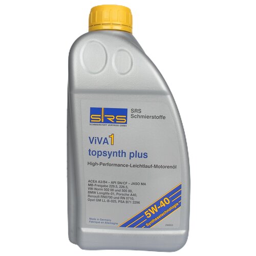 Синтетическое моторное масло SRS ViVA 1 Topsynth Plus 5W40, 4 л