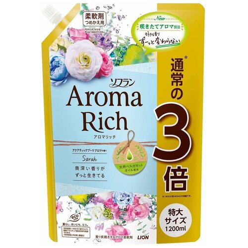 Кондиционер для белья Soflan Aroma Rich Sarah Refill Extra Large, запасной блок 1200 мл