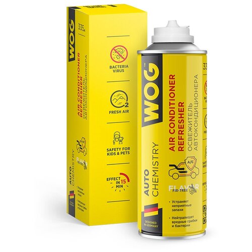 Очиститель-освежитель кондиционера и системы вентиляции ("дымовая шашка") антибактериальный WOG, 335 мл
