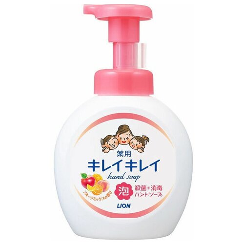 LION Мыло-пенка для рук Kirei Kirei (антибактериальное) аромат фруктов бутылка (розовое) 500 мл.