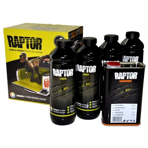 Защитное покрытие раптор U-POL Raptor черное комплект 4 шт. - 750 мл. с отвердителем 1 л.