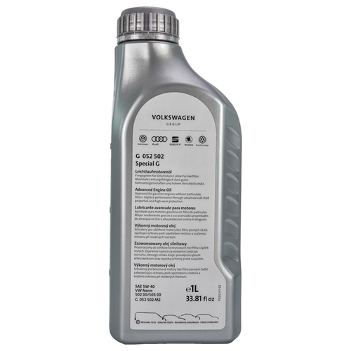 Синтетическое моторное масло VOLKSWAGEN Special G 5W-40 VW 502.00 505.00 505.01 1л VAG G052502M2