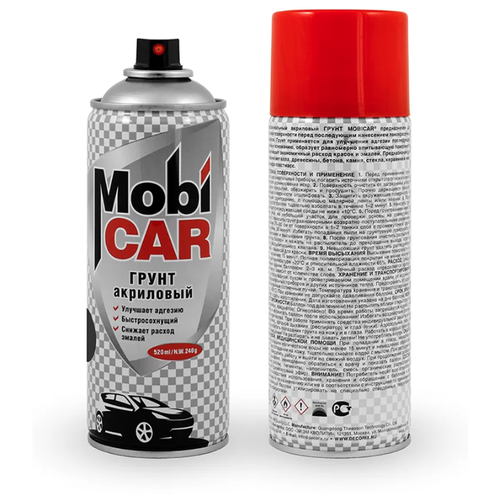 Аэрозольный Грунт акриловый MobiCAR, 520 мл, черный