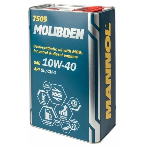 Моторное масло MANNOL Molibden 10W-40 7505, 4л металл