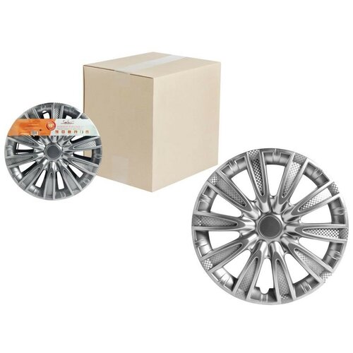 Колпаки колесные 14" "Торнадо", серебристый, карбон, компл. 2 шт. AIRLINE