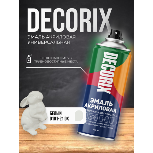 Акриловая краска DECORIX аэрозольная белая глянцевая 520мл