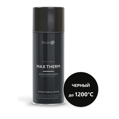 ELCON Max Therm Термостойкая эмаль черная 1200 градусов аэрозоль 520 мл