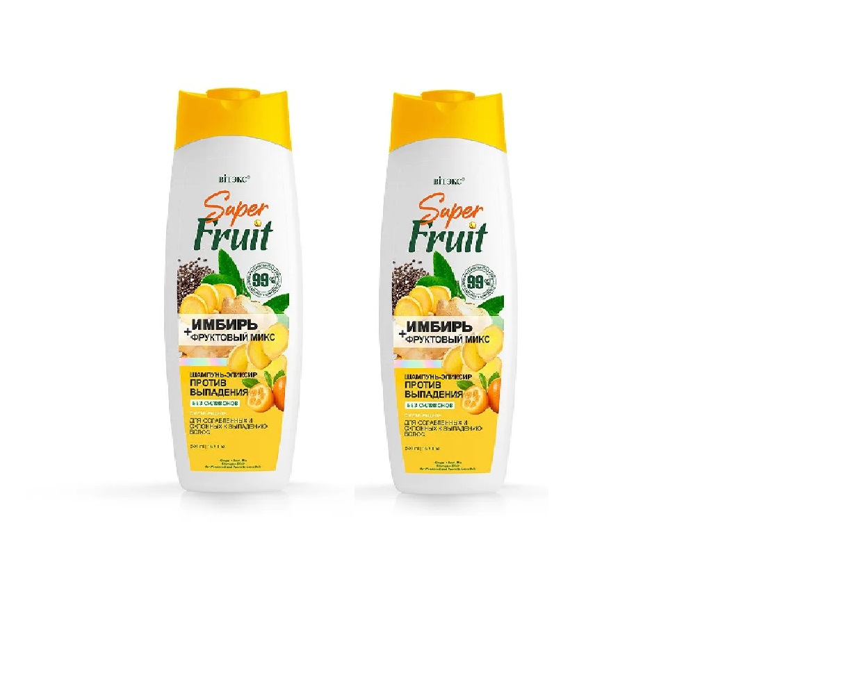 Шампунь-эликсир против выпадения волос Витэкс Имбирь+фруктовый микс500 мл2шт