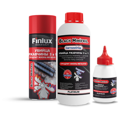 CorrozoStop Black Mimifril бескислотный инновационный удалитель, преобразователь ржавчины для авто, 0,5 л