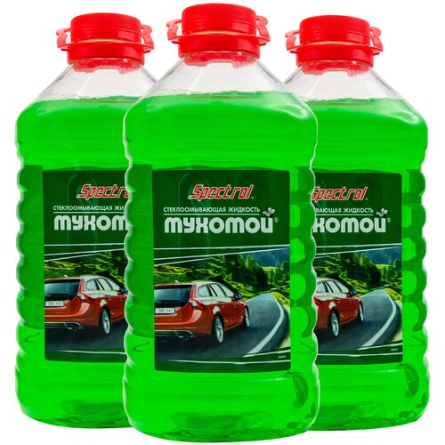 Жидкость стеклоомывателя летняя 3л SPECTROL омывайка для машины, готовый раствор Мухомой (омывашка) / стеклоомыватель летний, комплект 3шт 9651(3)