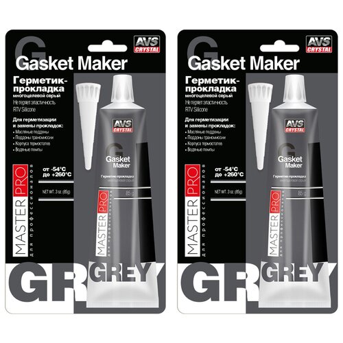 Герметик силиконовый AVS AVK-348 CRYSTAL Gasket Maker MasterPro герметик-прокладка многоцелевой серый 85 гр комплект из 2 шт - A40278S(2)