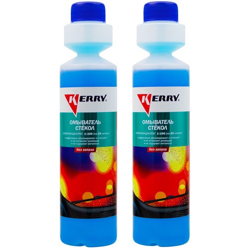 Жидкость стеклоомывателя летняя 270 мл KERRY / омывающая жидкость без запаха (омывайка летняя), суперконцентрат, комплект из 2 шт KR-336(2)