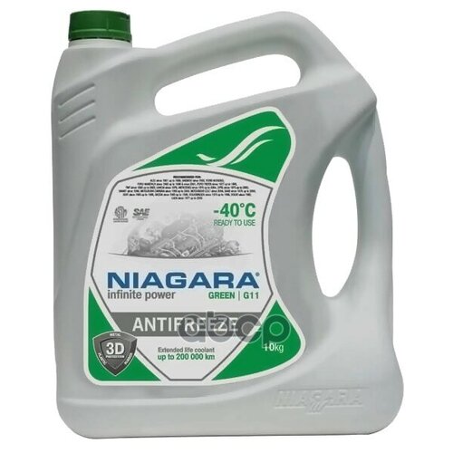 Жидкость Охлаждающая Антифриз Ниагара G11 (Зеленый) 10 Кг Niagara 001001002012 NIAGARA арт. 001001002012