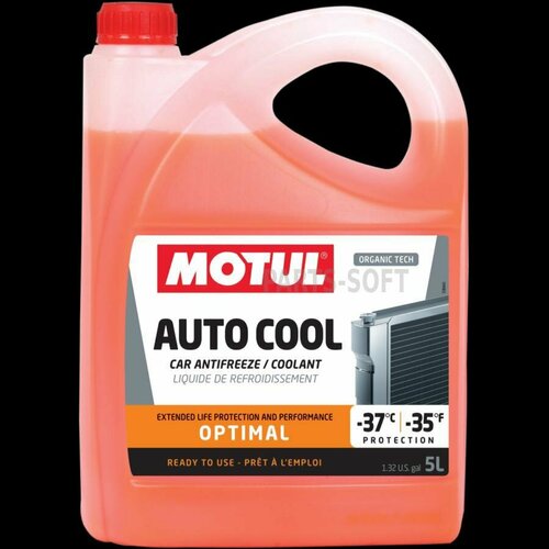 MOTUL 109142 Motul AUTO COOL OPTIMAL (5L)_антифриз! оранжевый -37C, флуоресцентный готовый, G12, G12+\