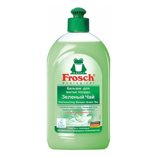 Средство для мытья посуды 500 мл FROSCH "Зеленый чай", бальзам, защита кожи рук, ЭКО, пуш-пул