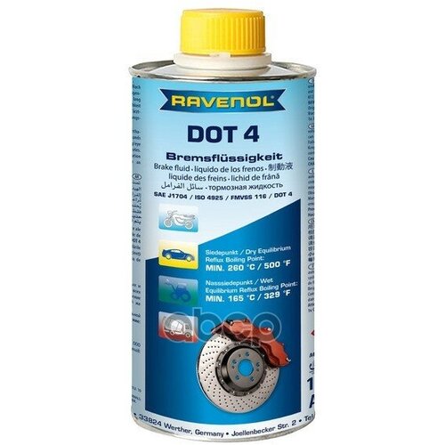 Тормозная Жидкость Ravenol Dot-4, 500 Мл Ravenol арт. 1350601500