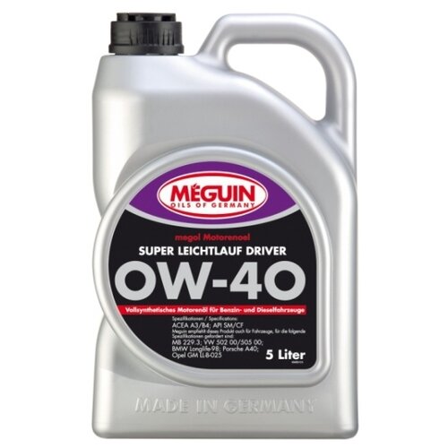 Синтетическое моторное масло Meguin Megol Motorenoel Super Leichtlauf Driver 0W-40, 5 л, 1 шт.