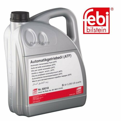 FEBI 30018 жидкость для АКПП красная 5L/DEXRON III(G, H) MB 236.10(1,6,7,9) FORD MERCON V ALLISON C4(5*22806)