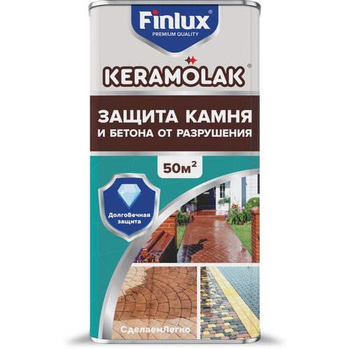 Полиуретановый лак для бетона, термостойкий, для камня, кирпича Finlux Keramolak 50 кв. м