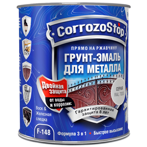Универсальная грунт-эмаль 3в1 по металлу и ржавчине Finlux F-148, глянцевая, Золото, 0,25 л