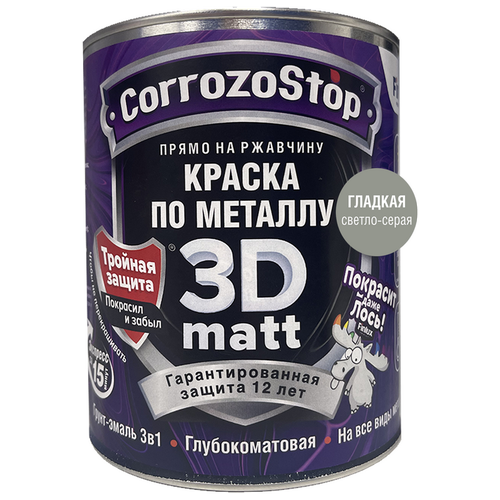 Антикоррозионная грунт-эмаль по металлу и ржавчине Finlux F-115, глубокоматовая, Ral 7042, 0,5л