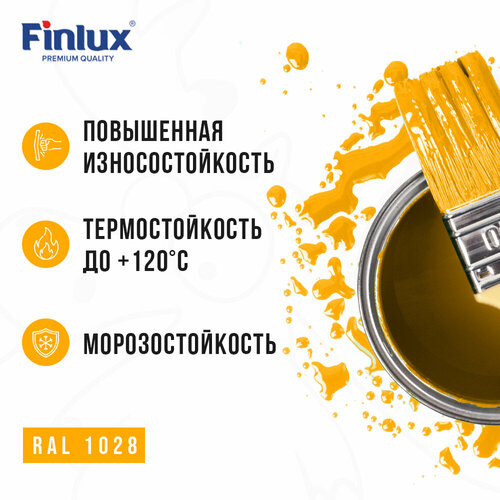 Универсальная грунт-эмаль 3в1 по металлу и ржавчине Finlux F-148, глянцевая, ral 1028, 0,5 л