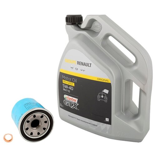 Набор для замены масла в двигателе 1,6 H4M Renault Logan / Sandero / Kaptur / Duster / Arkana (с Castrol 5W-40 RN 0710 7711943691 и масляным фильтром)