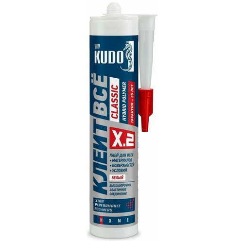 Клей на основе гибридных полимеров KUDO Клеит Все CLASSIC белый, 280 мл KX-2W