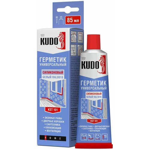 Герметик силиконовый универсальный KUDO белый тюбик 85 мл KSТ-101
