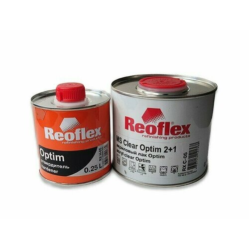 Лак акриловый 2К REOFLEX MS Clear Optim 2+1 0,75л (RX C-05 (0.5л) + отвердитель Optim RX H-05 (0.25 л)