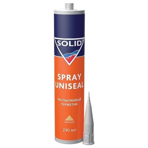 Герметик кузовной SOLID "Spray Uniseal", распыляемый, 1К, эластичный, черный, туба, 290 мл.