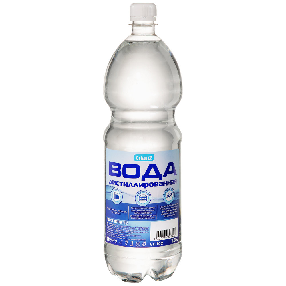 Вода дистиллированная Glanz 1.5 л