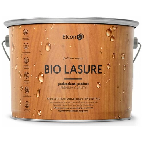 Водоотталкивающая пропитка Elcon Bio Lasure для дерева (бесцветная; 9 л) 00-00461963 .