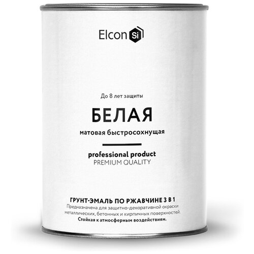 Грунт эмаль по ржавчине Elcon 3в1 матовая белая 0,8 кг