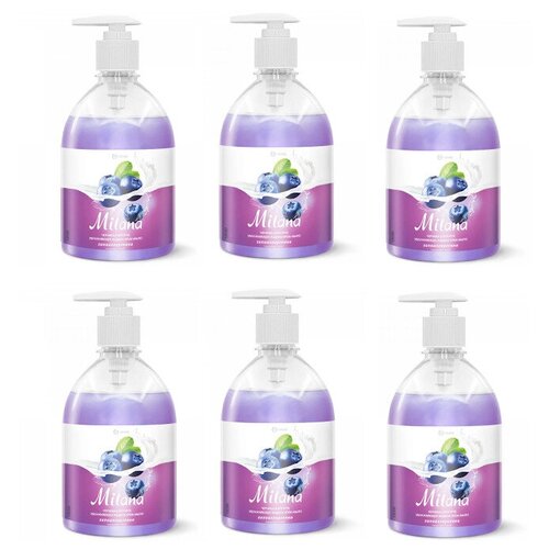 GraSS "Milana" Жидкое крем-мыло для рук, Черника в йогурте, с дозатором, 500мл, 6 шт