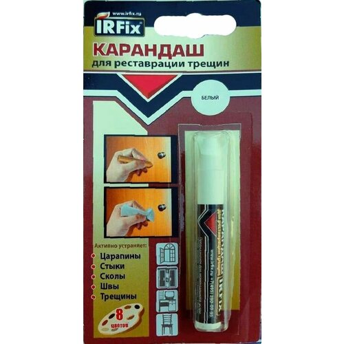 Карандаш восковой для мебели, дерева, столешниц, ламината, реставрационный/белый/IRFIX