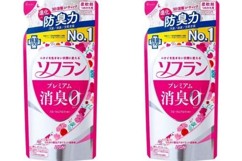 Lion Кондиционер для белья "Premium Deodorizer Zero" SOFLAN защищающий от запаха, натуральный аромат роз, 420 мл, 2 шт