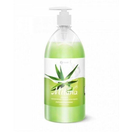 Набор из 3 штук Жидкое крем-мыло для рук Grass Milana Алоэ вера с дозатором 1000мл