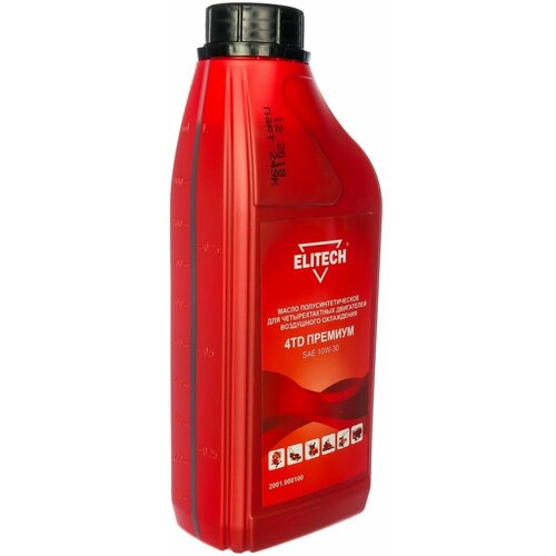 Масло моторное полусинтетическое SAE 10W-30 (1 л) для 4-х тактных двигателей ELITECH 2001.000100